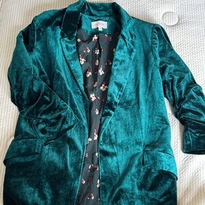 Skies are Blue Emerald Velvet Women's Blazer